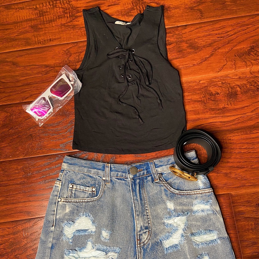 Black tie crop top